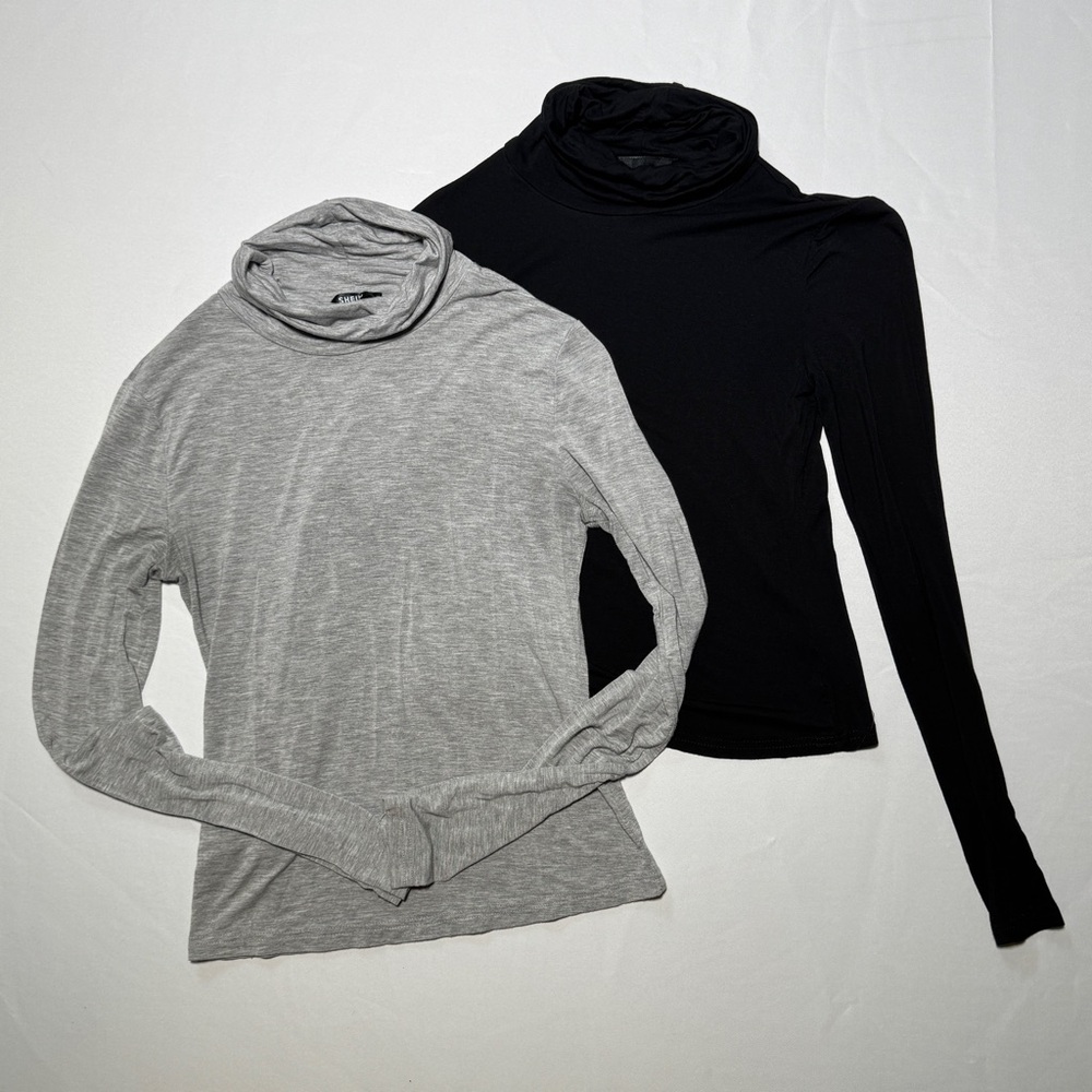 SHEIN Black and Gray Turtleneck Sweaters